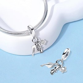 PHCLASY 2025 Heart Charm Pendant Compatibility for Bracelet Graduation Charm Women, Cubic Zirconia