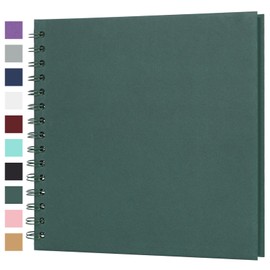 Scrapbook Album 8x8 Inches 40 Pages Hardcover Kraft Paper Photo Album Scrap Book Memory Book Blank DIY Scrapbook Albums for Boyfriend Wedding Baby Travel Anniversary Family, Green