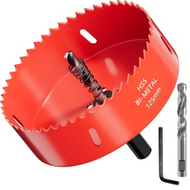 GARHWAL Bi-Metal Hole Saw 125 mm, Drill Bit, Hole Drill, with Triangle Shank Adapter and Pilot Drill - Precise and Fast Cutting of Wood, Plastic, Plasterboard, and Thin Metal Panels