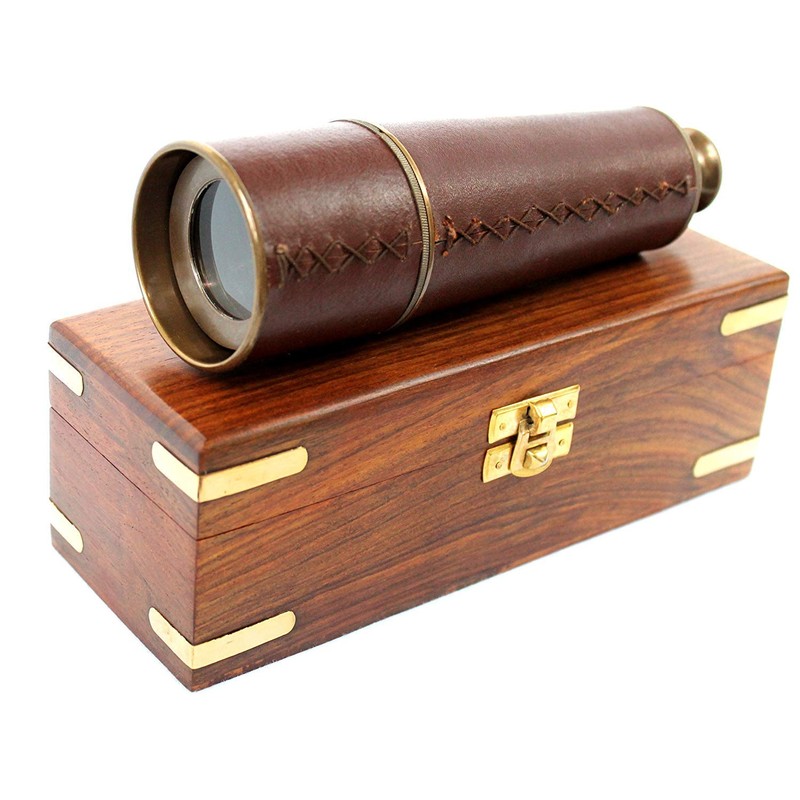 Antique Telescope Antique Brass and Leather Extendable to 50 cm