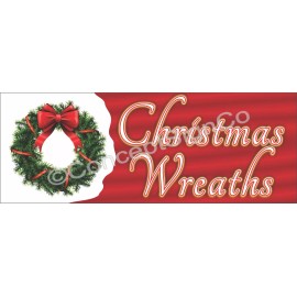 Concept Signs & Graphics 2'X5' CHRISTMAS WREATHS BANNER Outdoor Sign Holiday Sales Fresh Garland Trees