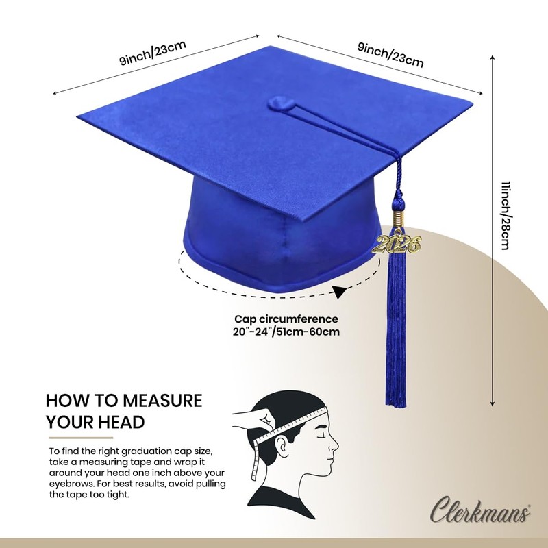 CLERKMANS Royal Blue Cap & Gown & Tassel Package -