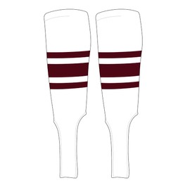 Mk Socks Traditional Baseball Stirrups Pattern B-7 White, Maroon (L)