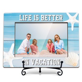 TIRYWT Beach Picture Frame, Beach Life Picture Frame, Family Vacation Picture Frame, Gifts for Couples, Couple Picture Frames 4x6, Wooden Photo Frame -L06
