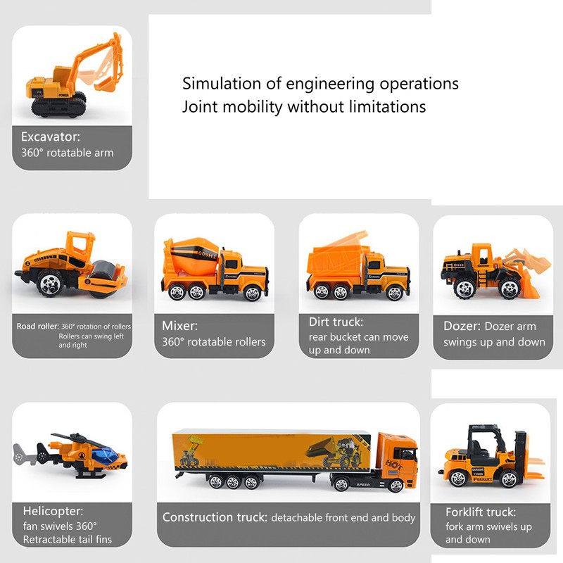 Construction Site Vehicles Toy Set High Simulation Kids Engineering Playset