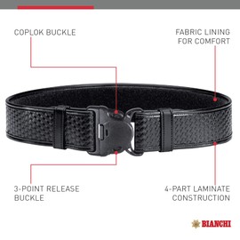 Bianchi AccuMold Elite 7950 Duty Belt - 2.25" Belt Loop, Plain Black, 28-34 (1017366)