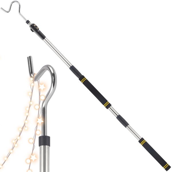 Clothes Hanger Reaching Hook, 49"-91" High Reach Garment Hook Durable