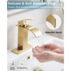 HOIGY Gold Bathroom Faucet Waterfall, Brass Bathroom Faucets Single Hole