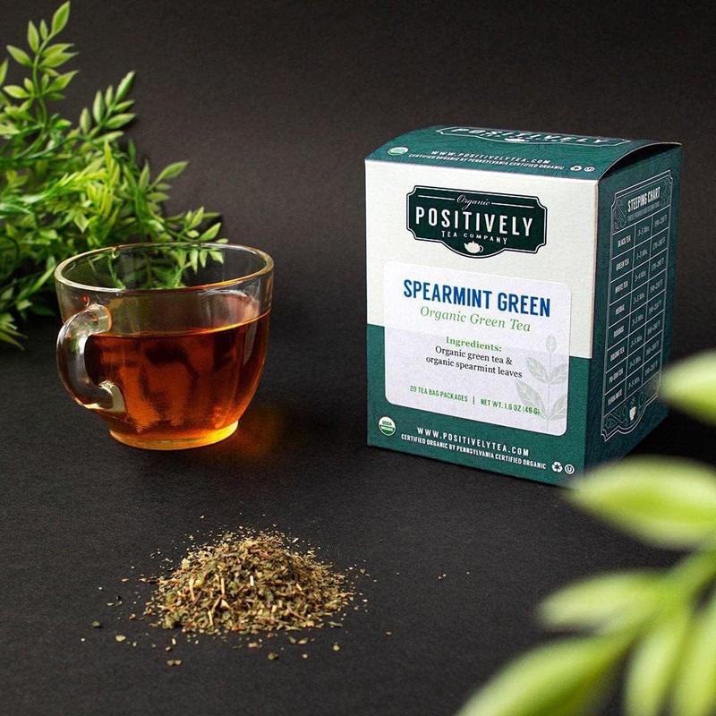Organic Positively Tea Company, Spearmint Green Tea Bags, 20 Count