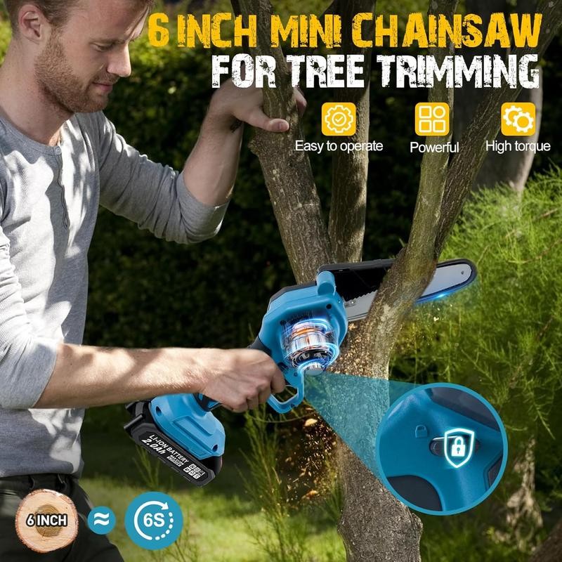 2-IN-1 Cordless Pole Saw & 6'' Mini Chainsaw, 2 Pack