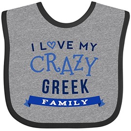 inktastic Greek Family Funny Baby Bib Heather and Black 2efb7