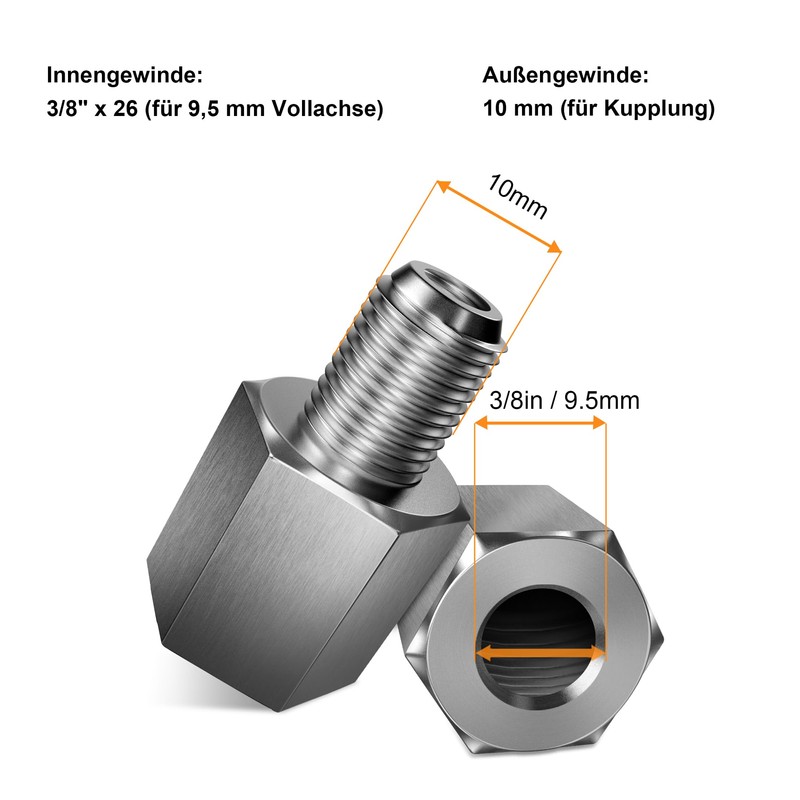 NICEDACK Bicycle Axle Adapter for 3/8 Inch x26 Full Axle,