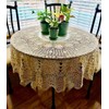 USTIDE Hand Crocheted Tablecloth Beige 100% Cotton Round Lace Tablecloths