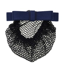 Ribbon Barrette, Chignon with Fine Knitting Net, Cord, Thin Double Ribbon (Made in Japan), Simple and Easy to Use, Navy