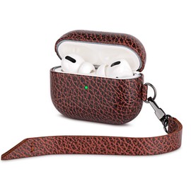 Haobobro [Bicolour Series] AirPods Pro Case with Lanyard and Carabiner - AirPods Pro Leather Case Genuine Leather Case - AirPods Pro Protective Leather Case - AirPods Pro Leather Case - Brown Black