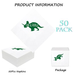 Geloar Dinosaur First Birthday Cocktail Napkins, 50 Pack Dinosaur One A Saurus Paper Cocktail Napkins in Bulk for Baby Boy Girl First 1st Bday Table Decorations 2-Ply, 5x5 Inches (One A Saurus)