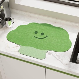 COLOR&GEOMETRY Cute Dish Drying Mat, 30x40cm Non-Slip & Quick Dry Absorbent Draining Mat, Heat Resistant Mat for Kitchen, Light Green