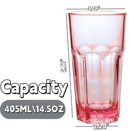 RAONEUS Plastic Glasses Unbreakable Tumblers Coloured Glasses Acrylic Glasses Drinking Cups for BBQ’s,Camping,Picnic,Birthday Party,Everyday Use (405ml Color)