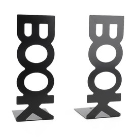Organizadores de Sujetalibros de Metal, 1 Par de Sujetalibros Decorativos de Alta Resistencia para Escuela, Decoración de Mesa para el Hogar, Estantes de Películas, 208mm, Negro