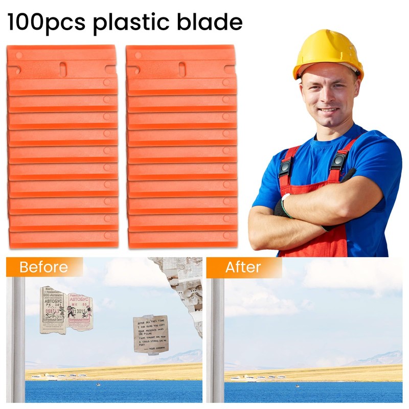 GALAMAX 100 Pcs Plastic Blades for Scraper, Plastic Scraper Replacement