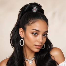 HJZHII Pack of 3 Women's Ponytail Holders in Western Style, Hair Bobbles Hair Accessory, Women, Bracelet, Hair Scrunchie Holder, Boho Hair Clips, Vintage Turquoise Concho Pumpkin Blossoms, Hair Bands,