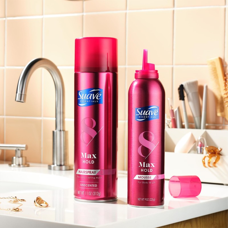 Suave Hairspray Max Hold Variety 2-Pack, Unscented & Scented Formulas