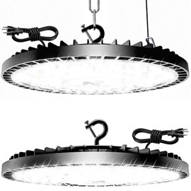 320W 2 Pack UFO High Bay Light LED Shop Lights, 45000LM Garage Lights, 6500K Barn Lights, Industrial Light w/ 6.6ft Plug Power Cord, IP65 Waterproof Work Lamp for Warehouse Workshop Factory Gym