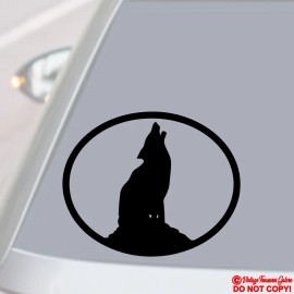Oracal WOLF Vinyl Decal Sticker Car Rear Window Wall Bumper Howling Oval Dog Animal Jdm