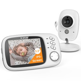 BOIFUN Video Baby Monitor with Camera Non WiFi Baby Monitors, Night Vision, VOX, 3.2 inch Screen, Two-Way Audio, Feeding Reminder, Temperature Monitoring, Smart 8 Lullabies, for Newborn Baby, Elder