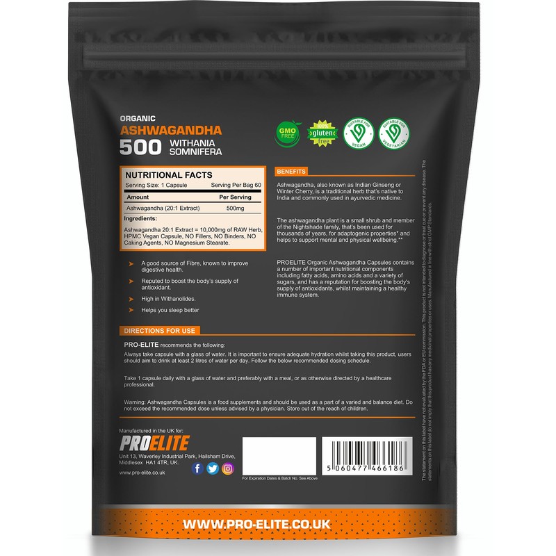 Ashwagandha 180 Vegan Capsules Ashwagandha Root Powder Capsule 10% Withanolides