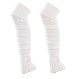 Women Legwarmer Super soft - Cable knitted over knee Leg Warmers, Ankle Warmers- One Size- Warm Luxury cold winter/Valentines day - Black/white (White)