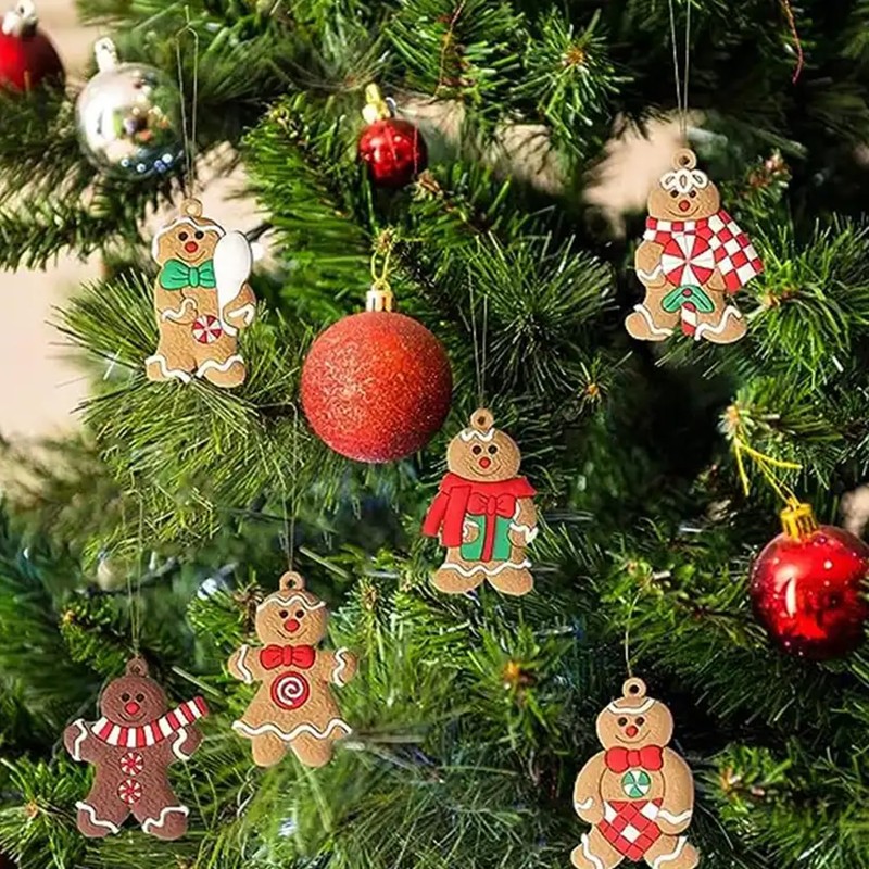 Christmas Tree Decorations with Lanyard, Gingerbread Men for Christmas Tree