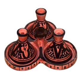 Spice Holder Moroccan Seasoning Handmade Tagine Triple Container Storage Organizer