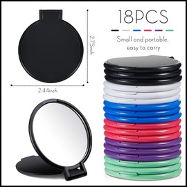 Mini espejo plegable redondo compacto espejo de bolsillo portátil espejo de maquillaje pequeño espejo vintage portátil espejo de maquillaje de viaje para mujeres y niñas uso diario (rosa, morado, verde, azul, negro, blanco, 18 piezas)