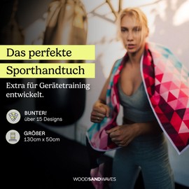 WOODSANDWAVES Sports Towel Gym with Zip Pocket & Magnet - Quick Drying & Non-Slip - Microfibre Fitness Towel Sports Fitness Towel - Gym Towel & Accessories - 130 x 50 cm