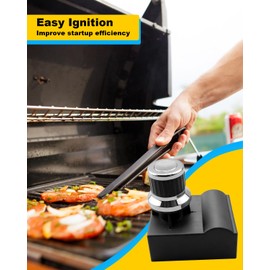 HUFEWU Grill Igniter Kit Fit for Oklahoma Joe's Longhorn Combo 3 Burner Charcoal/Gas Smoker 15202029 16202046 14201767 Charbroil Deluxe Charcoal 463714514 463714915, 4 Outlet Tact Push Butto Charcoal