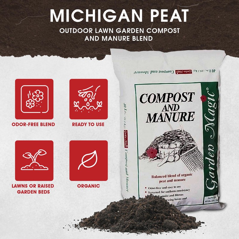 Michigan Peat 40 Pound Garden Magic Compost and Manure with