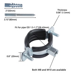 JDHGSHL 6 PCS Split Ring Pipe Hanger, Heavy Duty Adjustable Pipe Bracket Clamp with Screw & Expansion Tube, Wall Ceiling Mount Galvanized Iron Pipe Strap Supports Fit for Pipe OD 1.5-1.7 Inch(38-43mm)