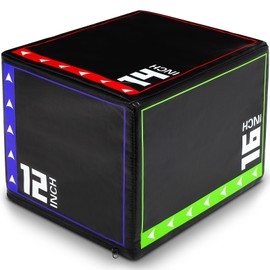 FAHKNS 3 in 1 Plyometric Jump Box,Heavy Duty High Density Foam Plyo Box,Non-Slip & Easy-to-Clean PVC Leather Cover for Home Gym, Agility Exercise, Fitness Training