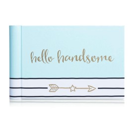 Pearhead Hello Handsome Brag Book, un recuerdo perfecto para futuros padres, o adición a la lista de bebés, azul
