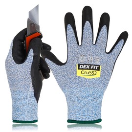DEX FIT Level 5 Cut Resistant Gloves Cru553, 3D-Comfort Fit, Firm Grip, Thin & Lightweight, Touch-Screen Compatible, Durable, Breathable & Cool, Machine Washable; Blue M (8) 3 Pairs