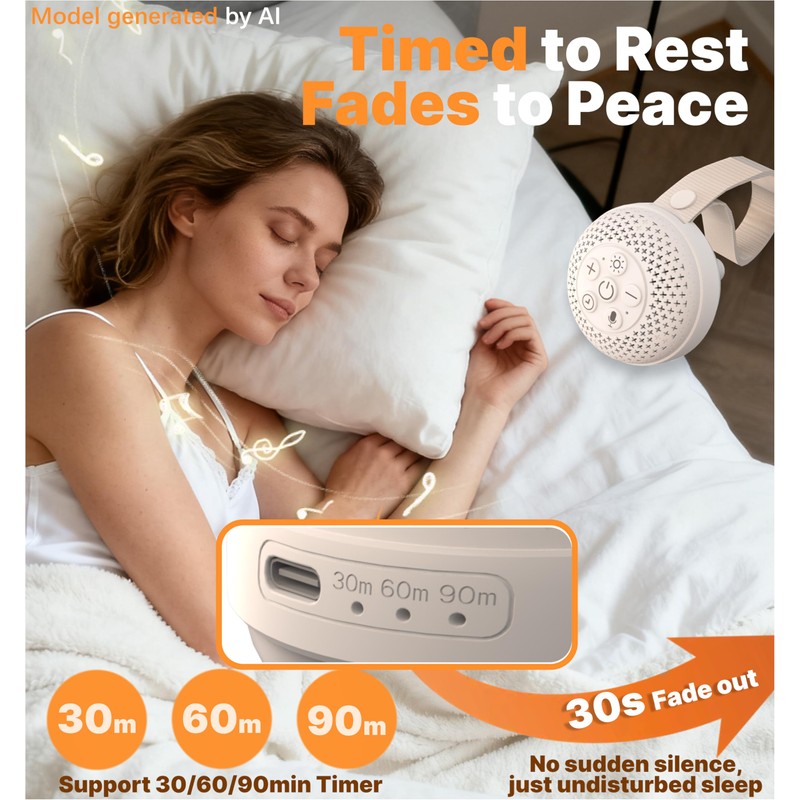 Hmusic Portable White Noise Machine, Sleep Machine with Voice Recording