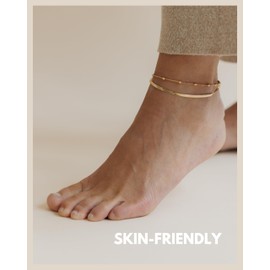 GD GOOD.designs EST. 2015 Anklet rose gold for ladies I Multi-row anklet - Adjustable I Snake anklet foot jewellery in rose I Waterproof