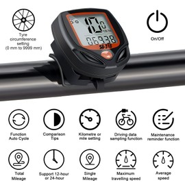 Bike Computer Wireless, 15 Functions IP54 Waterproof Bike Speedometer Cycle Motorcycle Computer Odometer Bicycle Universal GPS Cycling Computer with LCD Backlight Automatic Start/Stop