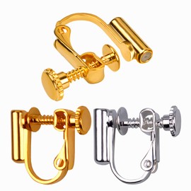 BronaGrand 12 Pieces Clip-on Earring Findings Components Screw Back Ear Wire Non Pierced Earring Converter with Post for Jewelry Making