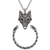 TURTLEDOVE Viking Wolf Head Necklace and Fenrir Bangle Set, Stainless