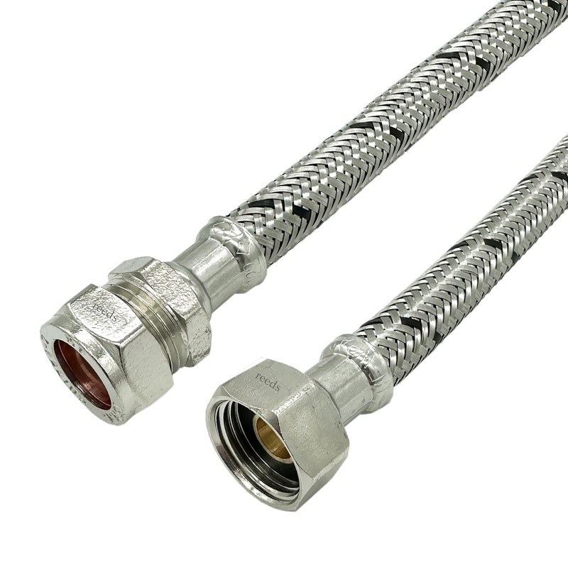 2X Reeds 15mm x 1/2inch Flexi 900mm Flexible Braided Tap