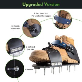 Aerator Shoes, Lawn Aerator Shoes for grass with Foot Protection ,Aeration Shoes for Lawn with Adjustable Strap, Pre-Assembled Aerating Shoes for Lawns, Gardens, and Courtyards(Black+Blue)