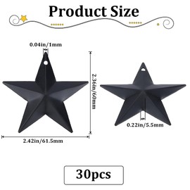 GORGECRAFT 30PCS 2.4" Black Metal Star Decor Barn Star with Hole Iron Vintage Wall Arts Hanging Wall Decors for Crafts House Christmas Independence Day Indoor Outdoor DIY Handmade Accent