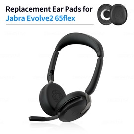XBERSTAR Ersatz-Ohrpolster für Jabra Evolve2 65 Flex Wireless Stereo Headset, Ohrpolster mit weichem Protein-Leder-Memory-Ohrpolster-Set